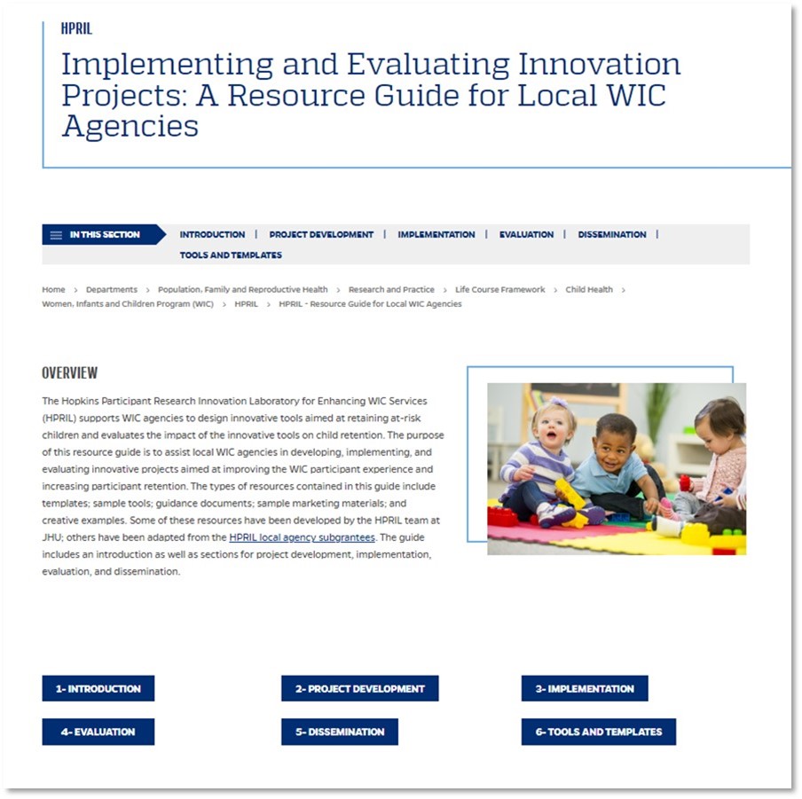HPRIL Team Publishes Resource Guide for WIC Agencies 