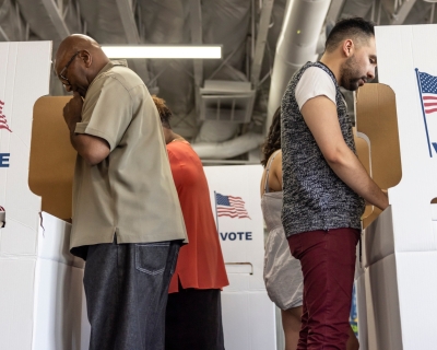 people vote at polling place